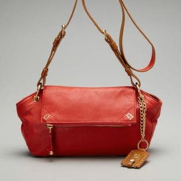 Olivia Harris Fire Engine Red St Jean Leather X-body & Dust Bag Nwt - Picture 9 of 9